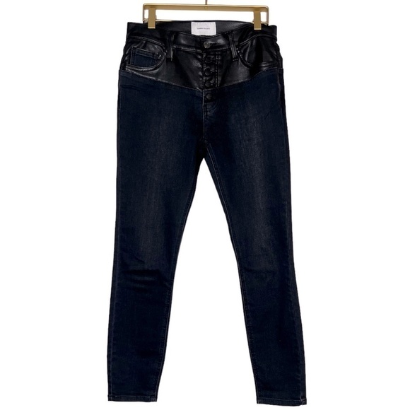Current/Elliott The Fused High Rise Vegan Leather Contrast Stiletto Jean - Picture 9 of 10